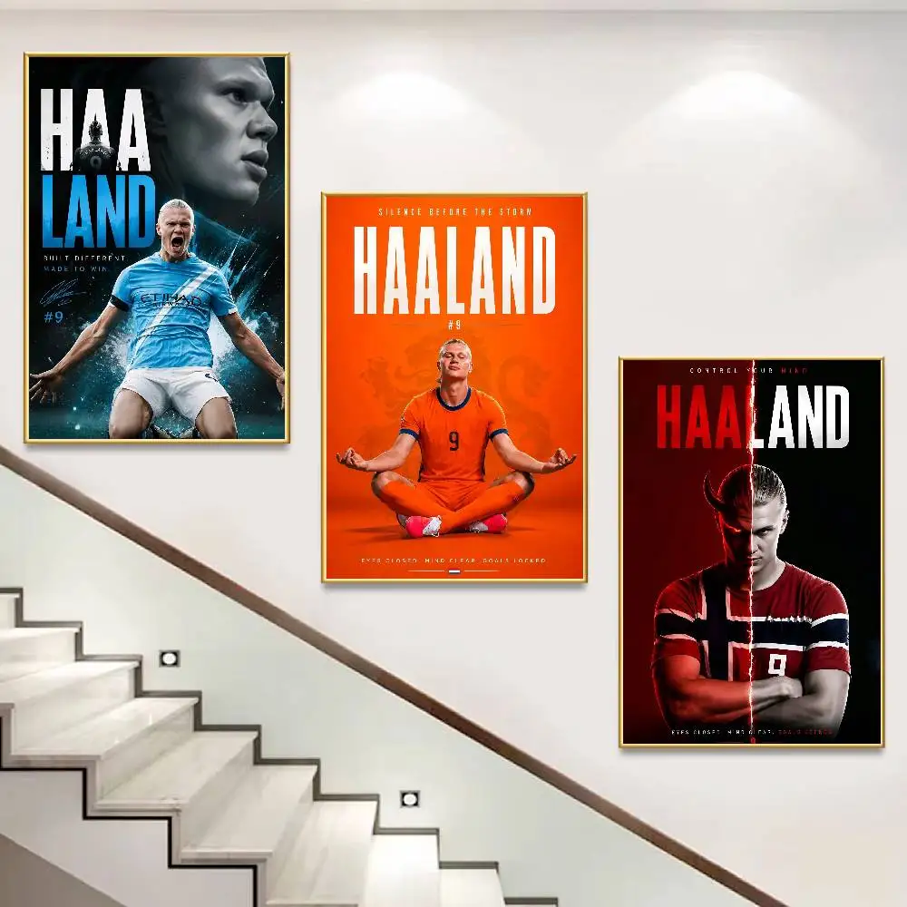 E-Erling H-Haaland Demon-Like Giant Striker Customizable HD Self Adhesive Waterproof Wall Art Poster