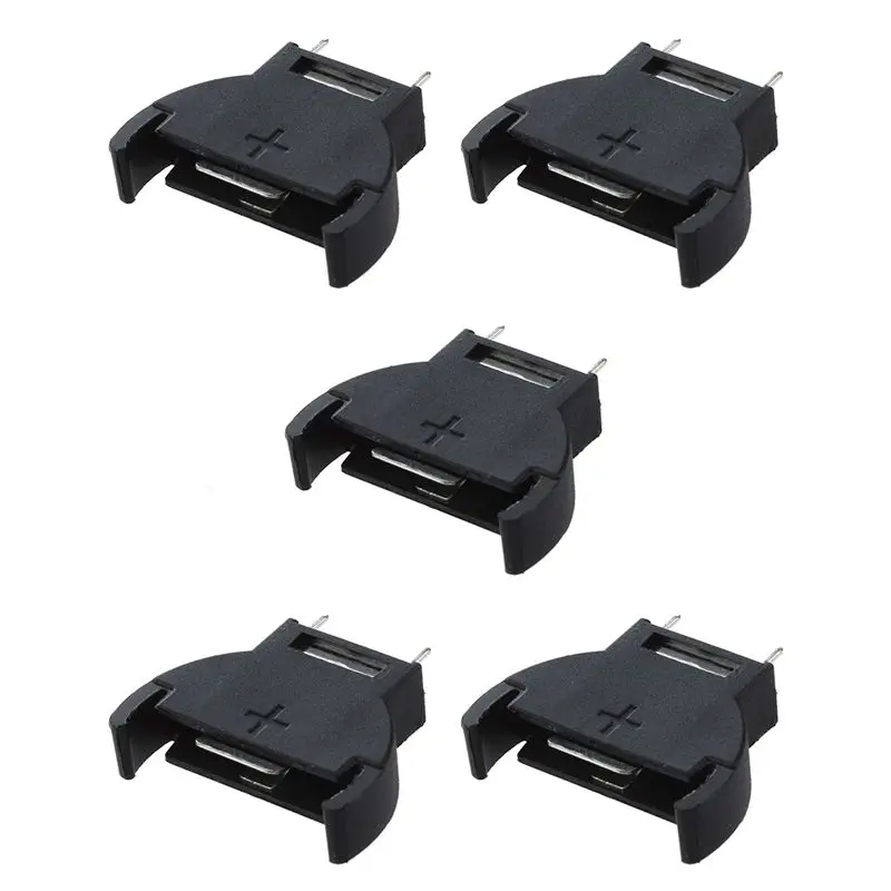 5 Pcs Black Plastic CR2032 Cell Button Lithium Battery Sockets Holder-DTD2