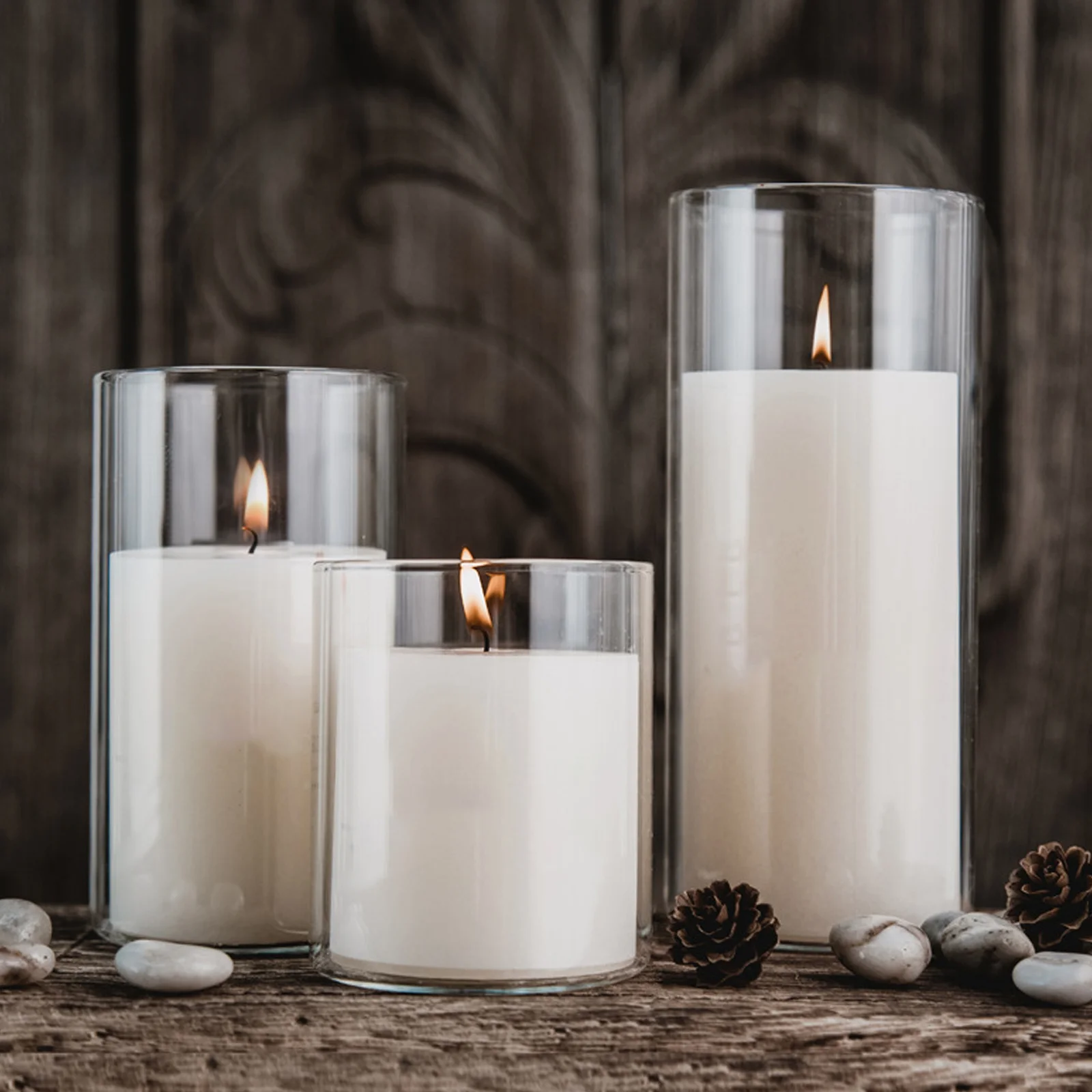 

2Pcs Transparent Glass Candleholders Simple Wedding Table Decor Cups Glass Candleholder Containers