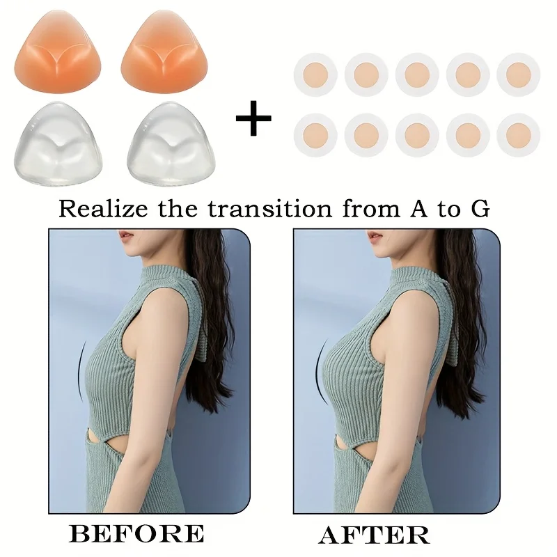 2er-Pack – Push-Up-BH-Einsätze aus hochwertigem Silikon – unsichtbare selbstklebende, wiederverwendbare Brustpolster, verdickte Brustwarzenabdeckungen für Frauen