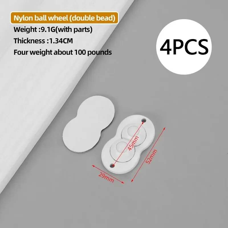 非穴のユニバーサル粘着ホイール,家具ベース,ボールタイプキャスター,サイレントハンドル,4個
