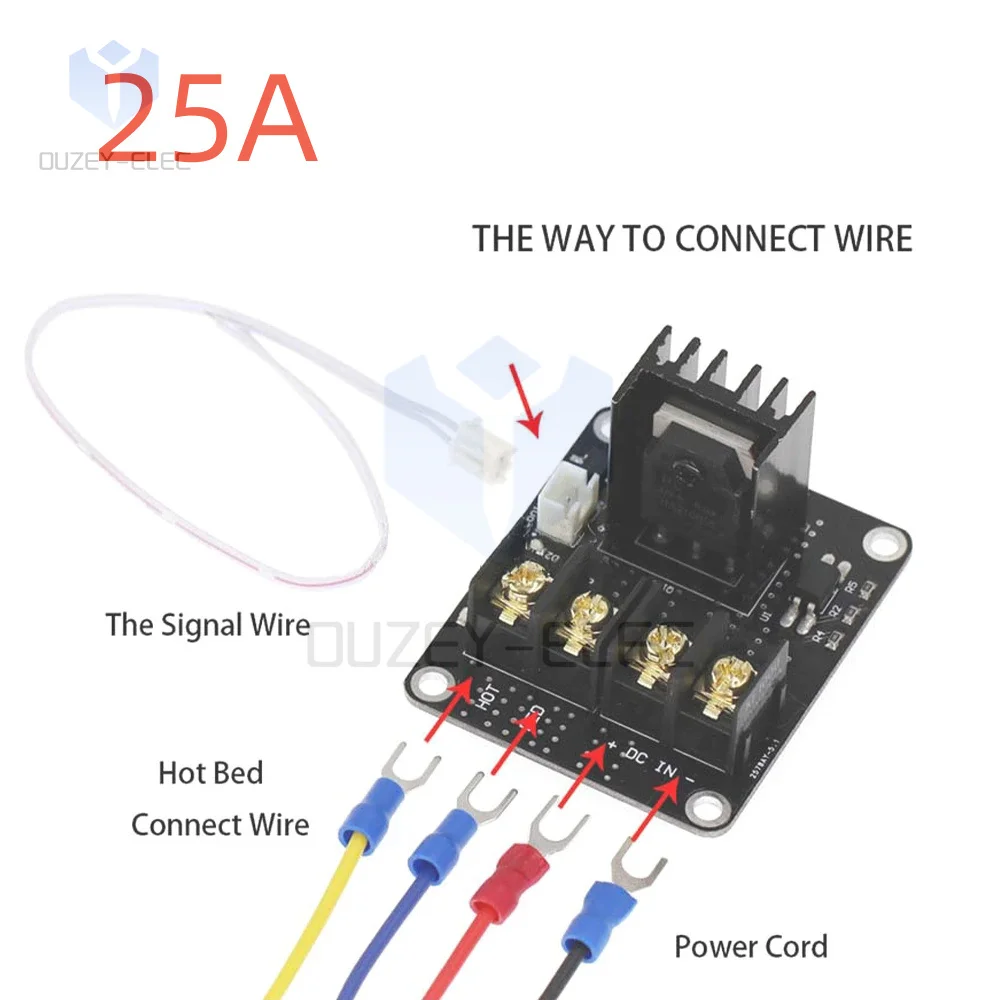 3D Printer Heated Bed Power Module /Hotbed MOSFET Expansion Module With Cable High Current Load Module 25A 12V or 24V