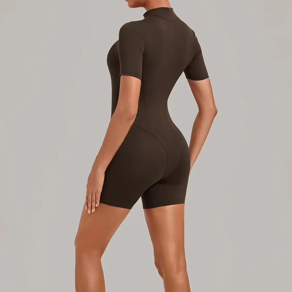 Zipper Short Sleeve Shorts Sports Fitness Jumpsuit Women Tracksuits Yoga Bodysuits Sportswear Female Workout Tight Fitting Suits