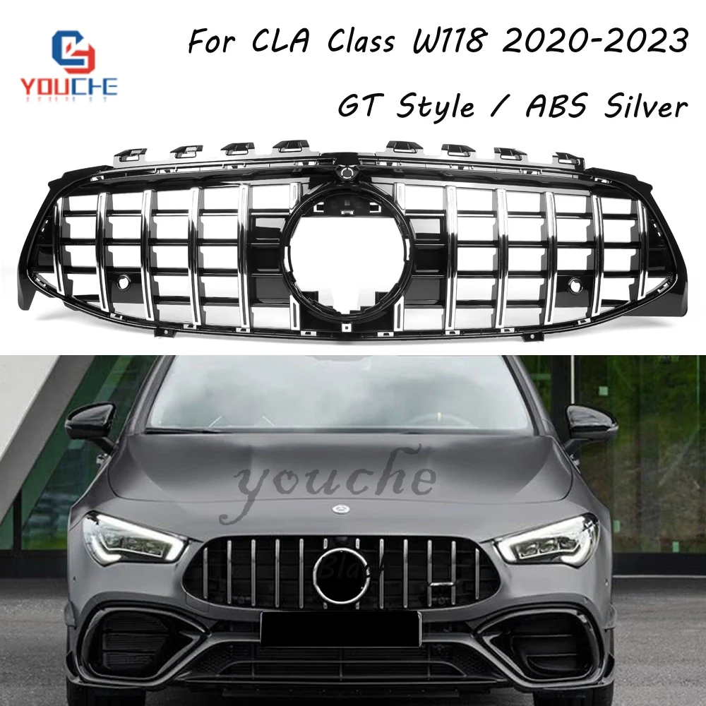 

W118 GT Grille For Mercedes CLA Class C118 2020+ CLA250 CLA200 CLA220 Sport Bumper Grill Car Styling