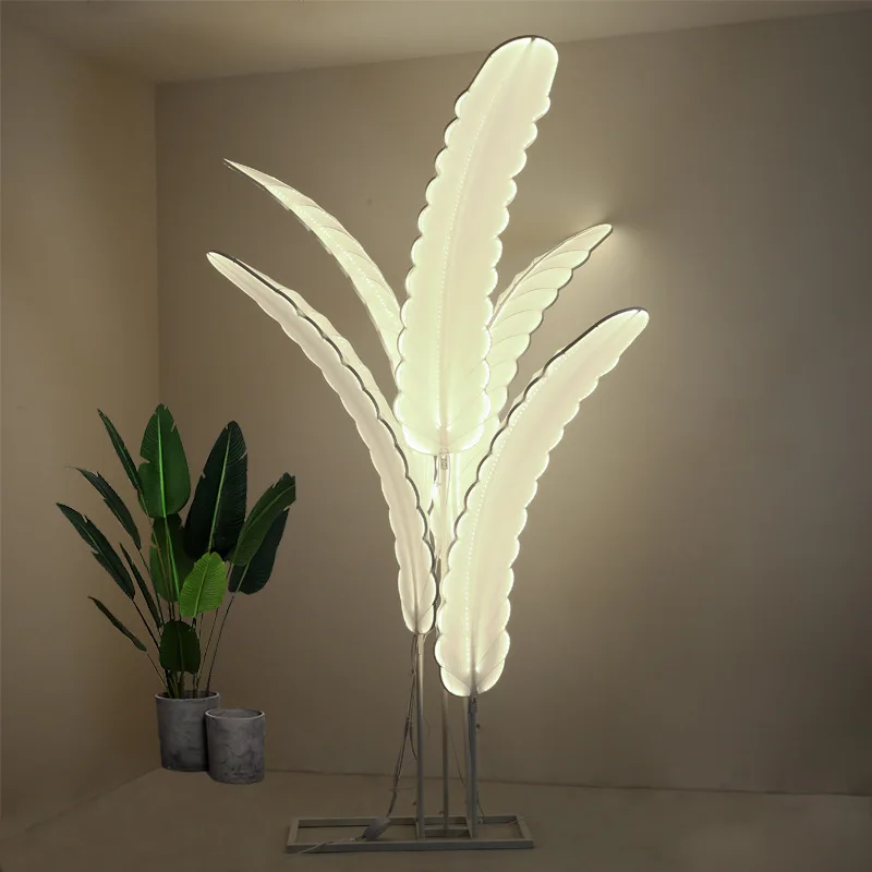 

Feather Wedding Decoration Lamp Glowing Leaf Lights Wedding Road Lead Creative Stage Background Flower Standing Light