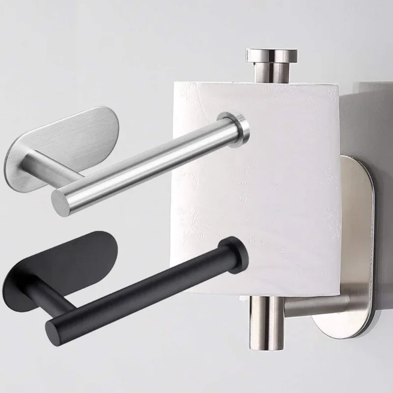 Adhesive Stainless Toilet Paper Holder Bathroom Wall Mount Storage Stand Kitchen Roll Paper Tissue Towel Dispenser Napkins Rack