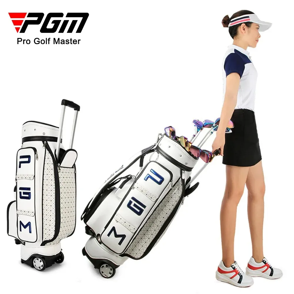 Pgm Retractable Golf Aviation Bag Professional Clubs Bag Durable High Capacity PU Waterproof Travel Package With Wheels QB036