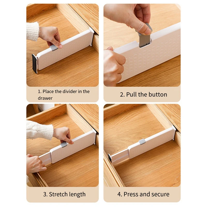 Organizer Adjustable Storage Retractable Drawer Partition Holder Household Clapboard Kitchen 4PC