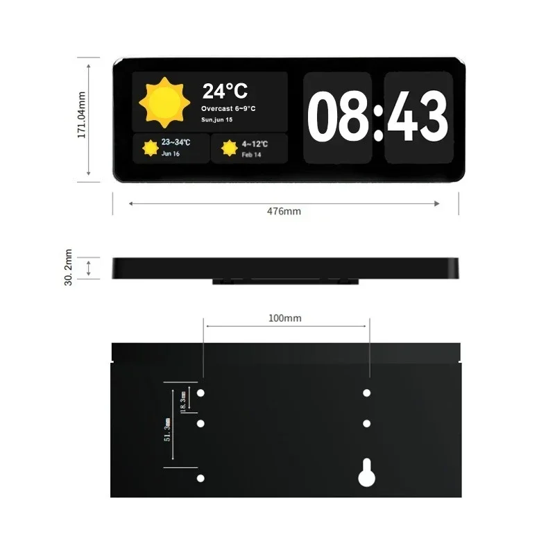 High Resolution 21 inch Digital Signage Weather Clock Dual Power Timing Countdown & School Campus Information Display