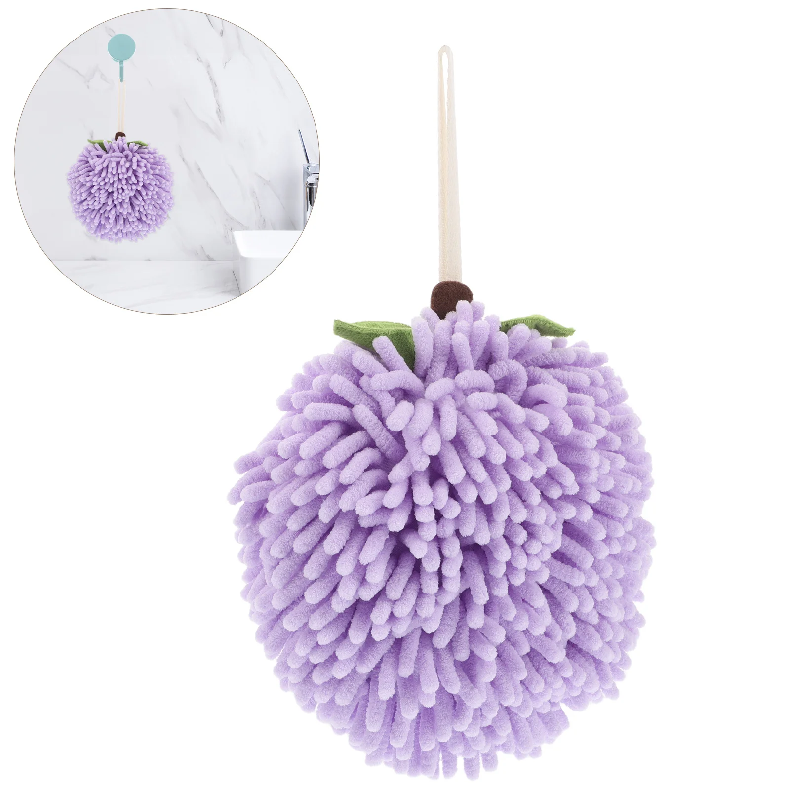 

Chenille Hand Towels Ball Thick Absorbent Hanging Loop for Kitchen Bathroom Cute Hand Drying Puff Decorative Towel