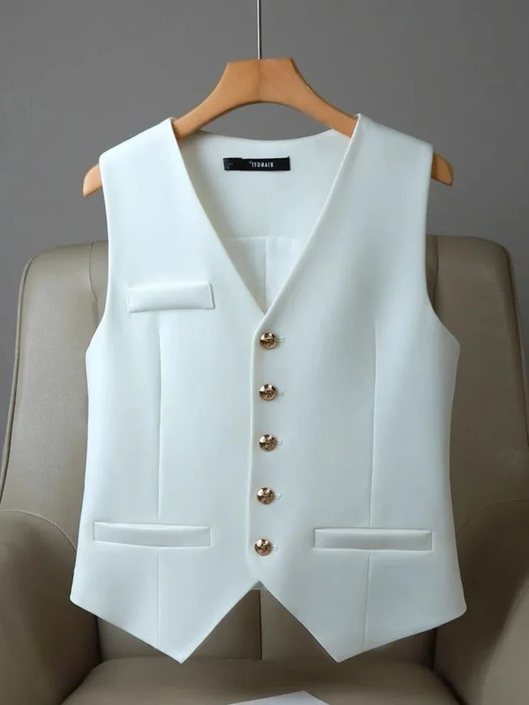 British style suit vest women's spring/summer 2024 new Korean version loose sleeveless camisole horse  chalecos