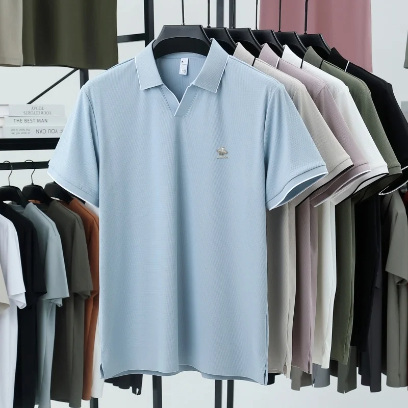 

2025 Summer Middle aged Men's Fashion Polo Shirt Comfortable and Breathable Men's Business Casual Short Sleeve Versatile T-shirt