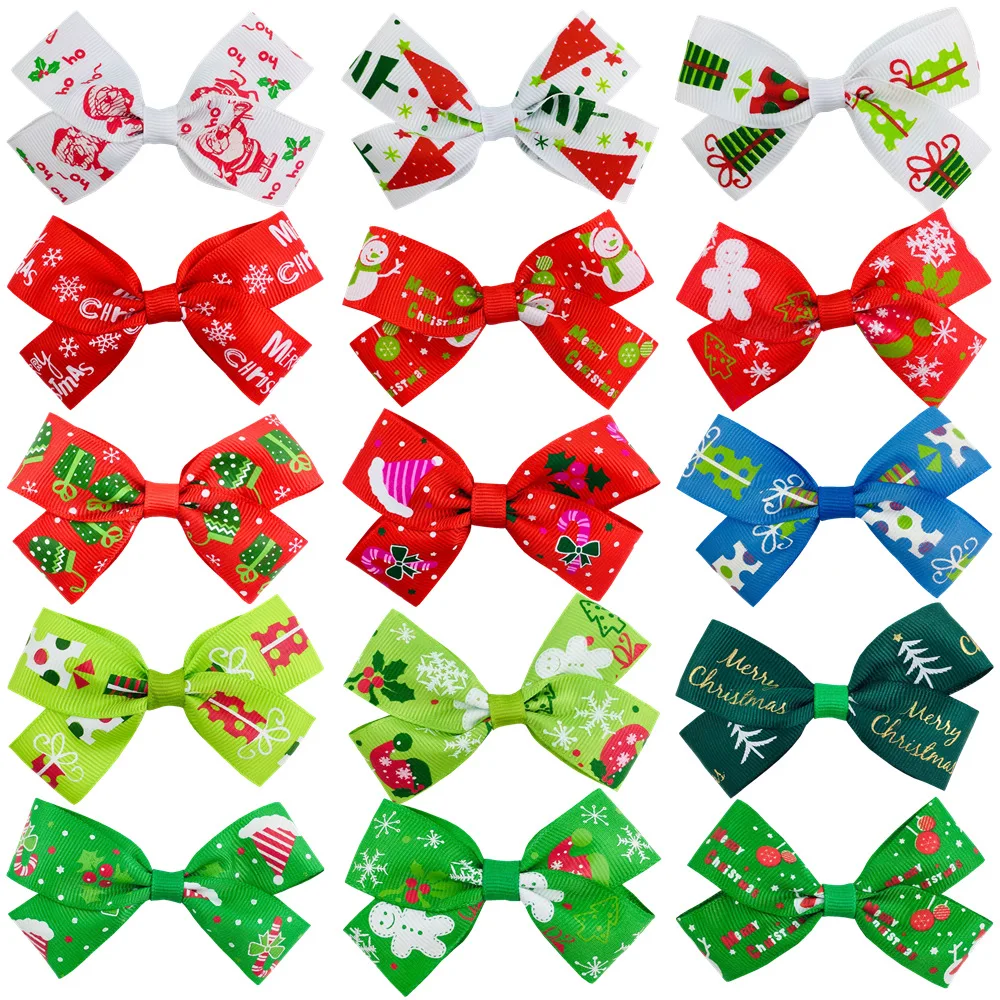 

New 9cm Christmas Bow With Hairpin Pin Headband Kitten Puppy Pet Collar Accessories Wholesale 500 Pcs