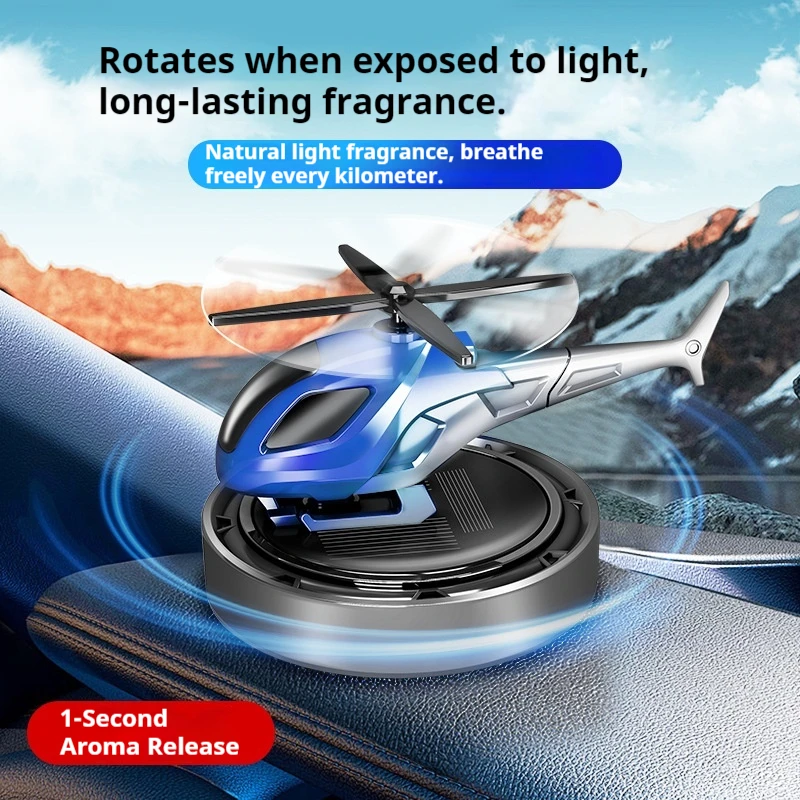 سيارة شنت الروائح تعمل بالطاقة الشمسية الدورية نموذج هليكوبتر الديكور سيارة رائحة إزالة العطر طائرة سيارة الديكور #2