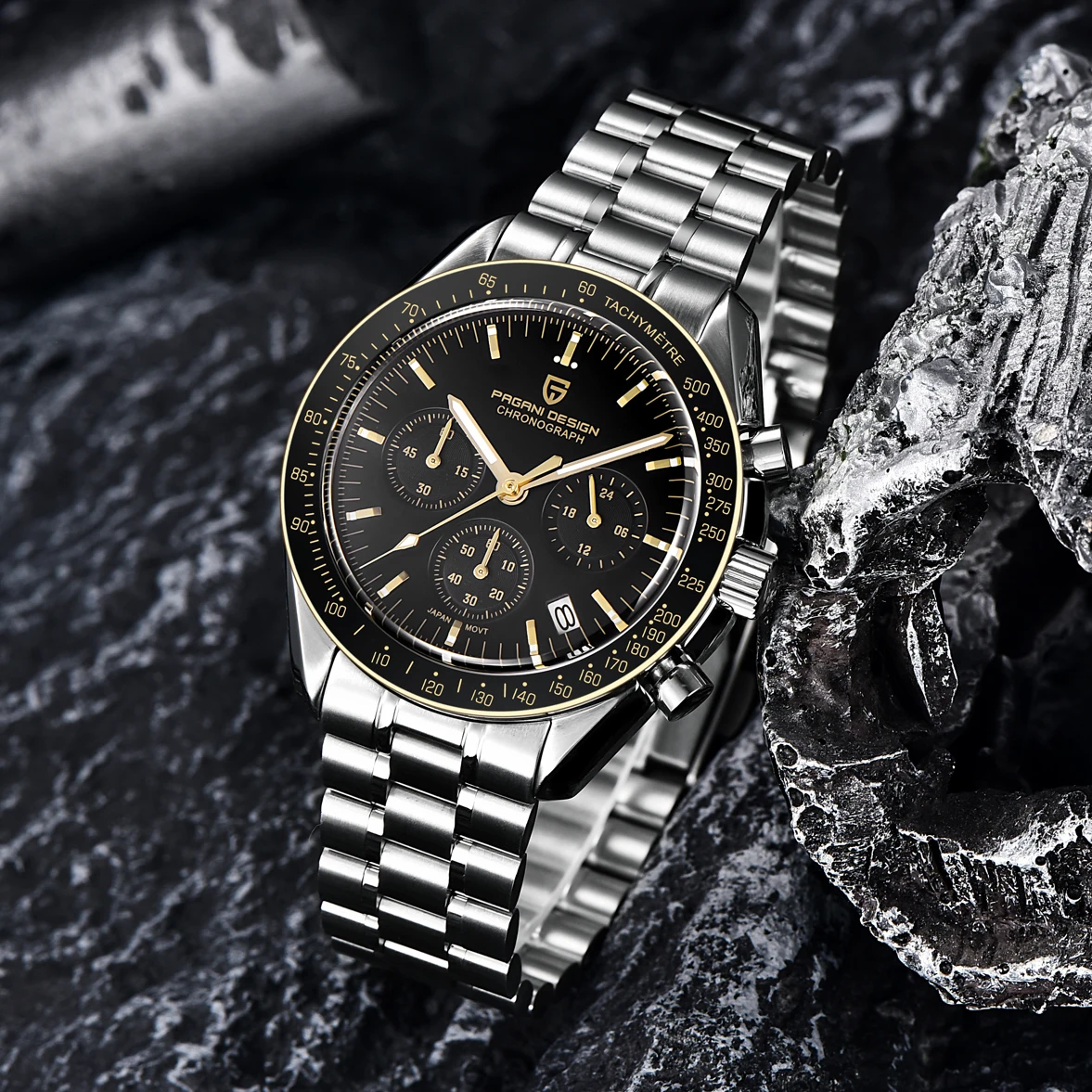 PAGANI DESIGN New Golden Watch Luxury Quartz Watches For Men Stainless Steel Luminous AR Sapphire Crystal Chronograph Man Gift Local Shipping image 4