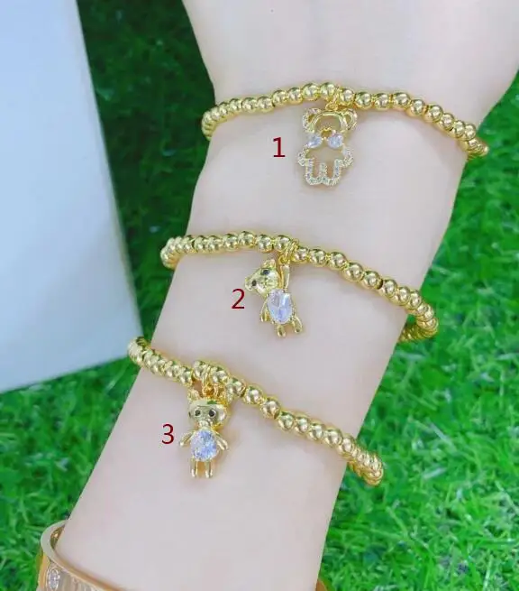 1pcs Adjustable gold copper cz zircon cubic zirconia bead Bracelet Bangles daf3a filament