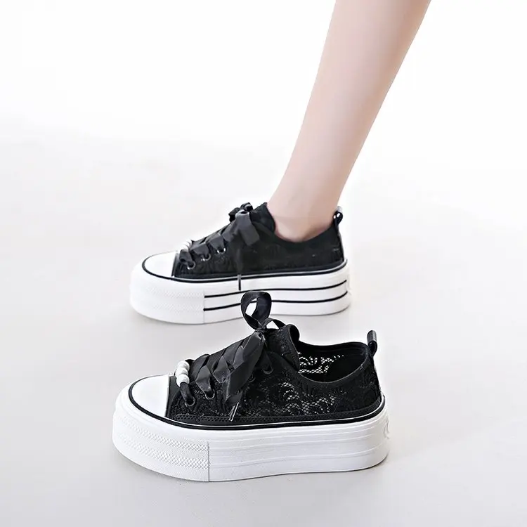 2024 New Breathable Vulcanized Shoes Women Casual Platform Sneakers Summer Thick Bottom Low Top High quality canvas shoes