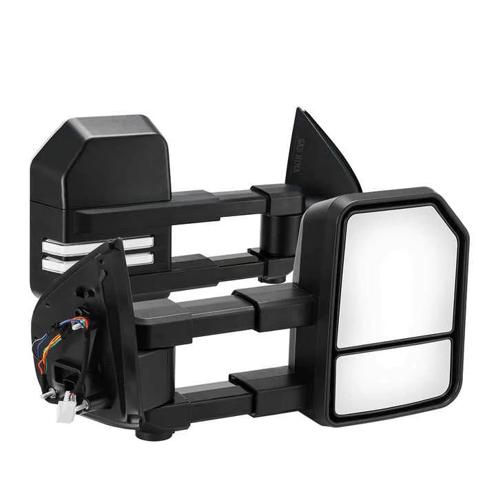 SAN HIMA Black Pair Turn Signal Light Wide Side Extendable Towing Mirrors Fit for Isuzu MU-X 2014-ON