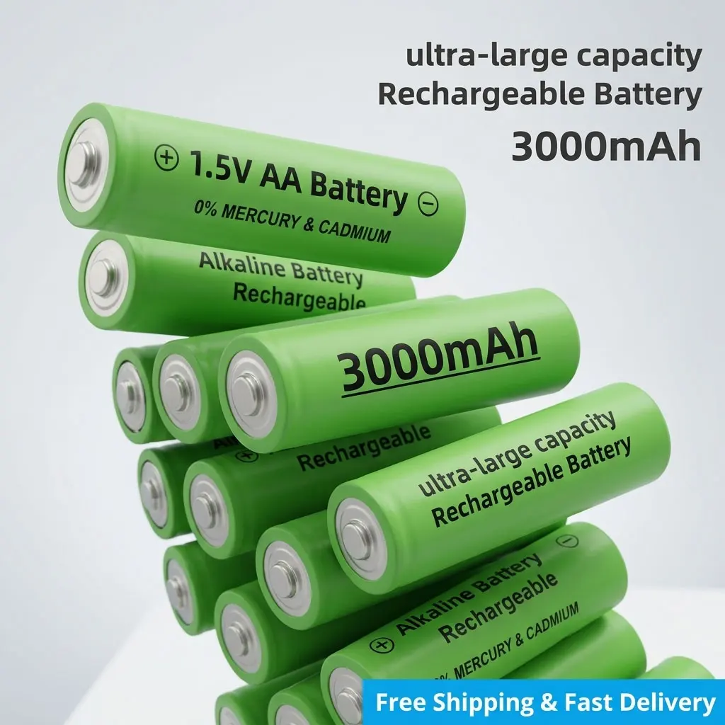 

3000mAh 1.5V AA Rechargeable Battery Long Lasting for Remote Controls Mice Computers Toys Watches