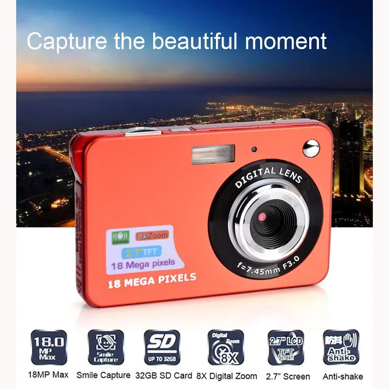 

Digital Camera,18MP Portable Camera Night Vision and Support Sd Card Anti-Shake Photography