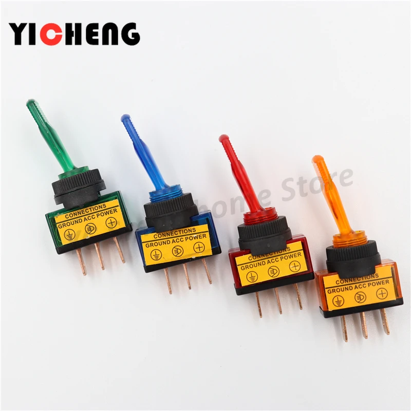 Interruptor 12v rocker do carro iluminado, 4 unidades, 20a interruptor rocker vermelho azul verde amarelo