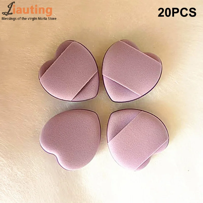 พัฟแต่งหน้ารูปหัวใจขนาดเล็ก 20 ชิ้น ปราศจากน้ำยาง ใช้สำหรับรองพื้นชนิดน้ำ