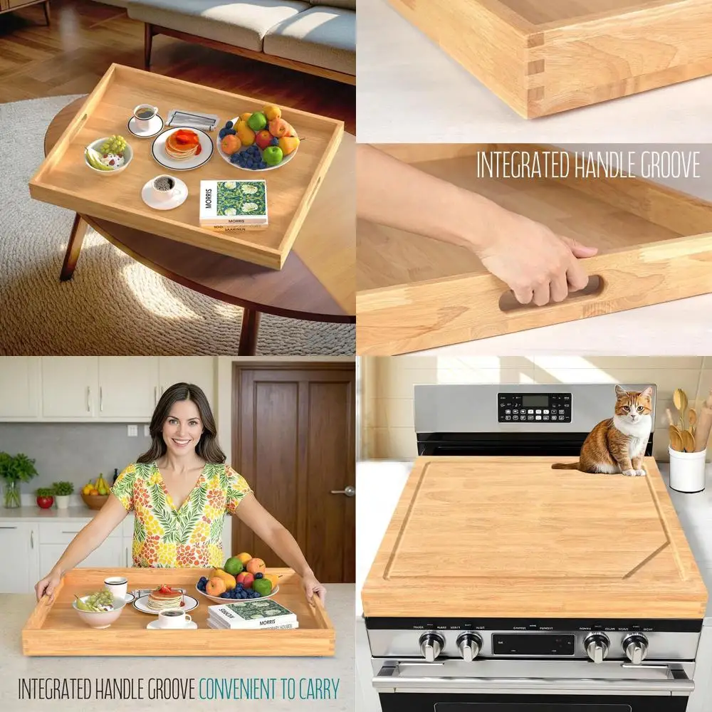 

3-in-1 Kitchen Ottoman & Cutting Board Cover for 30x22 Electric Stove, 28.9x20.8 Inner
