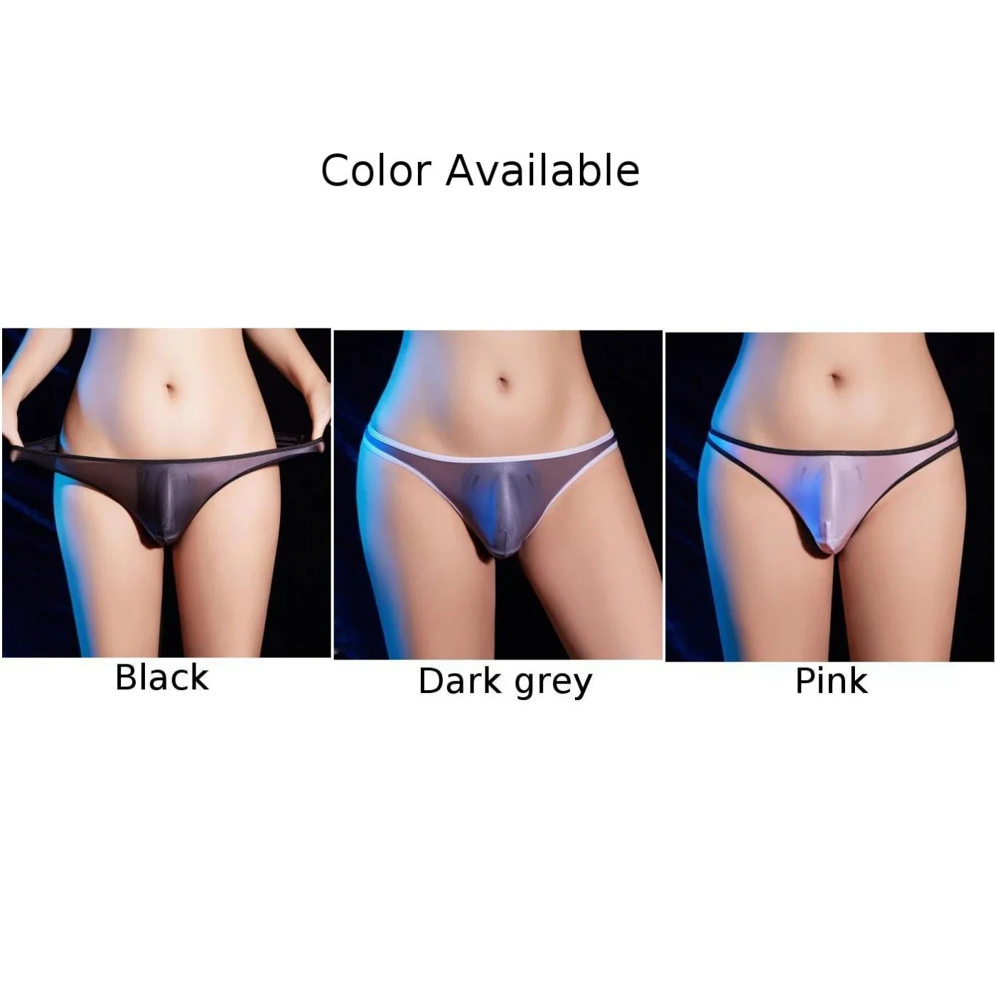 Mens Low Rise Bikini Briefs Smooth Satin Underwear Sexy Oil Shiny Panties Sexy Thin Thongs Swimwear Quickly Drying Underpanties