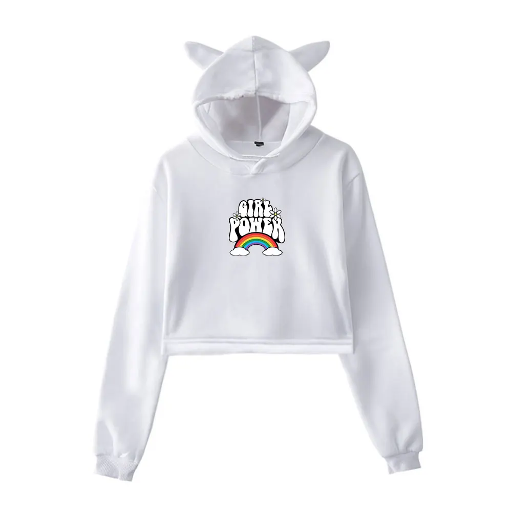 Stokes Twins Girl Power Sudadera con capucha Vintage 90s Streetwear Merch Sudaderas con capucha Sudaderas deportivas para niñas Jersey corto con orejas de gato