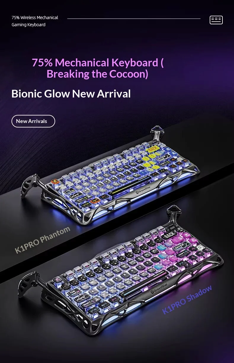 NEW Gravity Planet K175 Mechanical Keyboard Wirless Gaming Keyboard RGB Custom PC E-sports Office Accessories Gifts Ergonomics