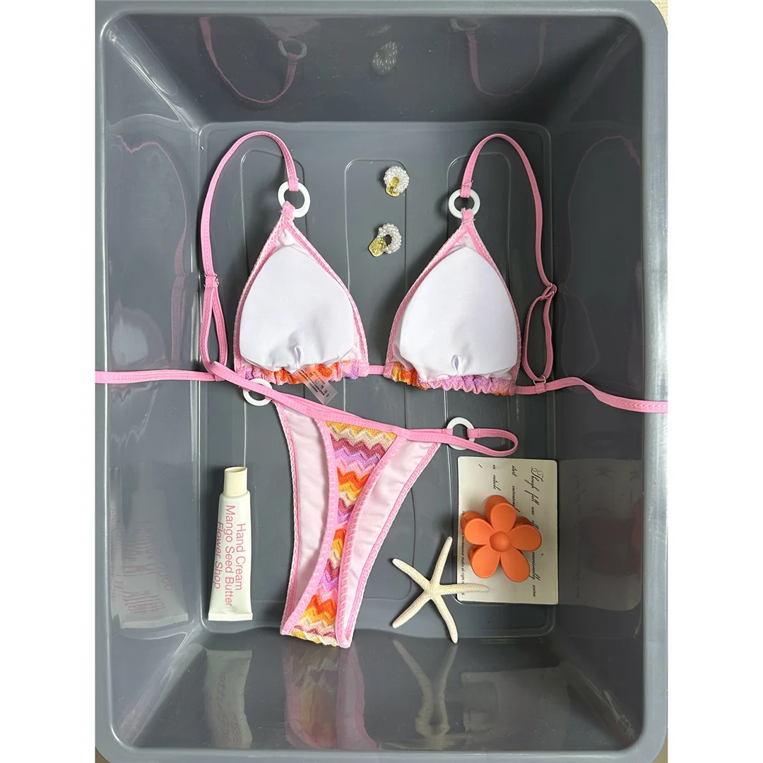 Sexy Bikini mit Wellenmuster, Damen-Badeanzug, zweiteiliges Bikini-Set, hoher Beinausschnitt, gepolstert, Badebekleidung, Badeanzug, Modell V7952. – Detail 9