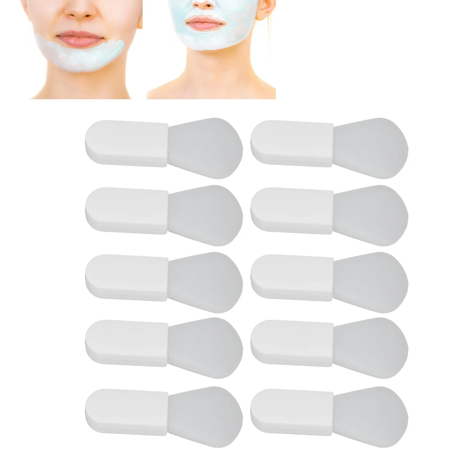 10 Uds cepillo de máscara de silicona Mini aplicador de barro de mango corto herramienta de belleza Facial portátil tipo en forma de abanico blanco