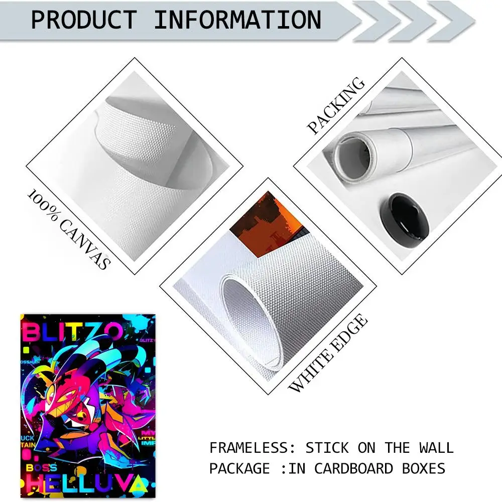 H-Helluva Boss أنيمي اللوحة الخط قماش HD ملصق جدار الفن الداخلية المدخل ديكور المنزل هدايا العيد #6