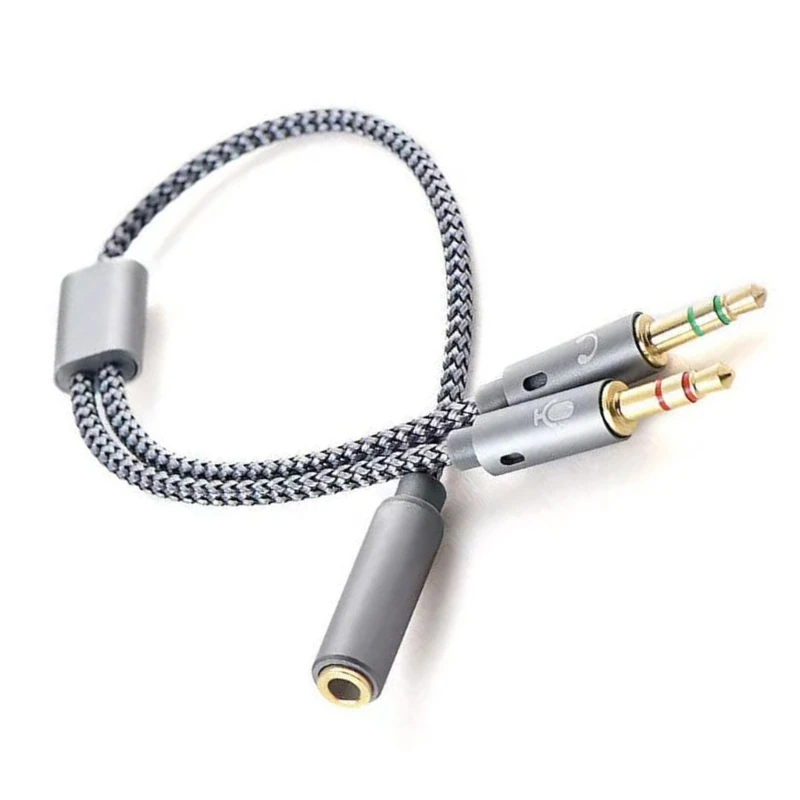 25cm/9.8inch 3.5mm Y Splitter Cable with 2 Outputs, Stereo Splitter Adapter Line Microphone Connection Cord Wire