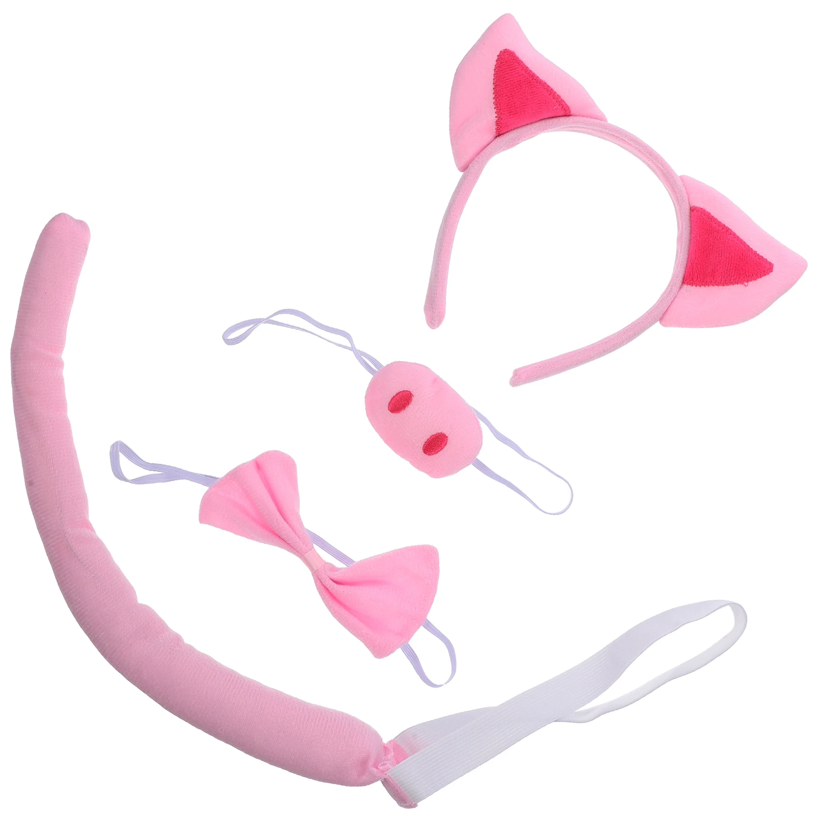 1 set 1 Set Pig Ear Headband Nose Tail Bow Tie Costume Accessories For Halloween Party Cosplay Animal Ears Decor Pig Props