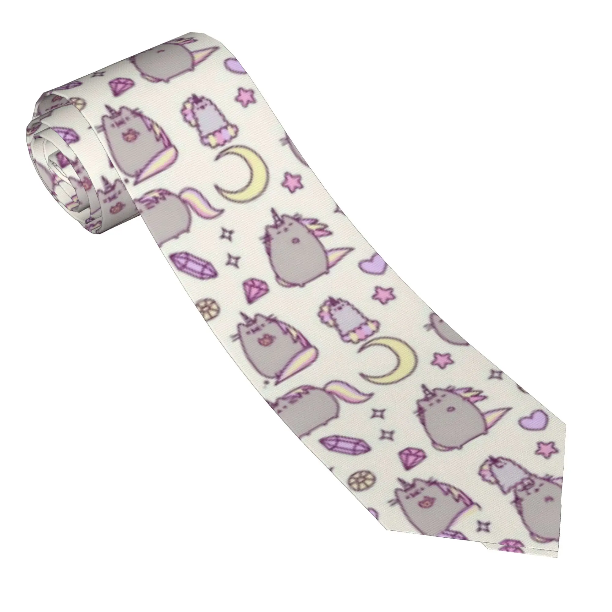 P-Pusheencats Cats Pattern Men Necktie Silk Polyester 8 cm Wide Neck Tie for Mens Shirt Accessories Cravat Wedding  Office