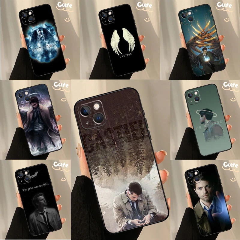 Supernatural Castiel Angel Case For iPhone 13 12 11 14 15 16 Pro Max XR XS X Plus  12 13 Mini Bumper Cover Capa