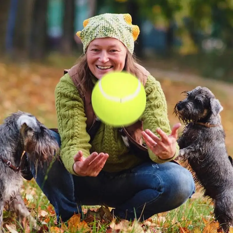 Riesiger Tennisball für Hunde, aufblasbarer, übergroßer Tennisball für Hunde, lustiger Hund, interaktives Spielzeug, Haustier-Kauspielzeug, Welpenball-Spielzeug für Kinder