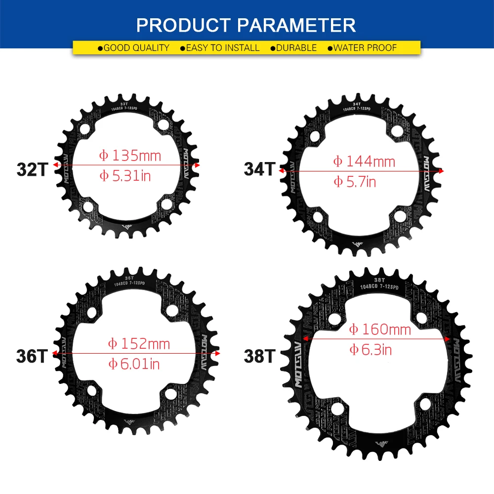 Electric Bicycle Chain Wheel Ring Spider Adapter 104 BCD 32T 34T 36T 38T For BAFANG BBS01/BBS02 Mid Drive Motor E-bike Parts