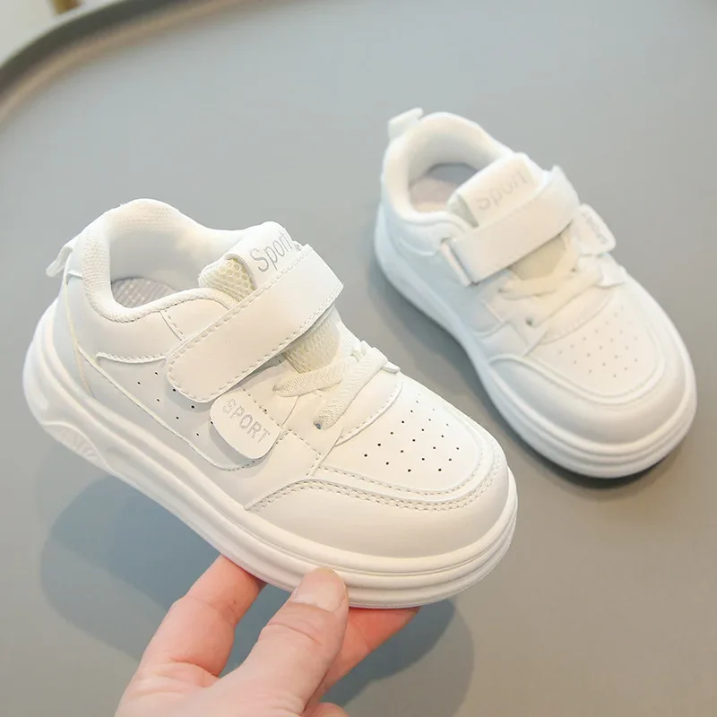

Children Spring Autumn Sneakers Boys Non Slip Solid Color Sneakers Girl Casual Soft Soled Kids Sports Shoes Fashion White Shoes