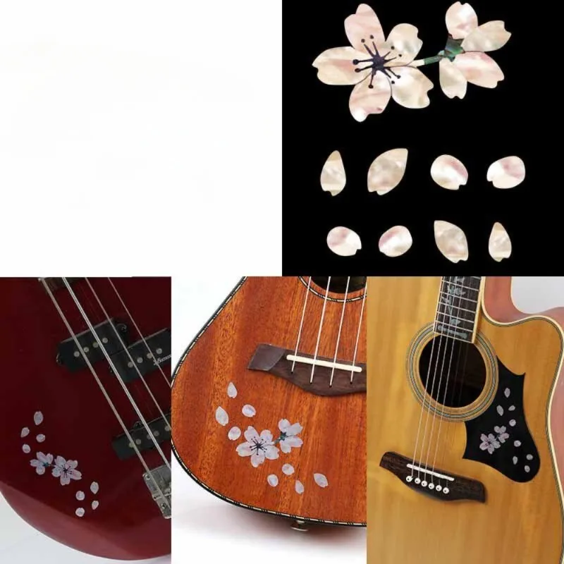 Guitar Panel Sticker DIY Cherry Tree Color Shell Fingerboard Sticker with Petals Ukulele Sticker