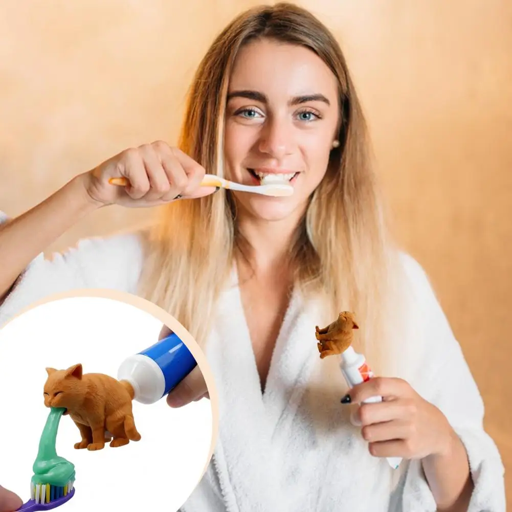 الكلب معجون الأسنان موزع البلدغ معجون الأسنان غطاء مضحك الحمام معجون الأسنان موزع مجموعة غطاء مع بولدوج القط للأنابيب #4