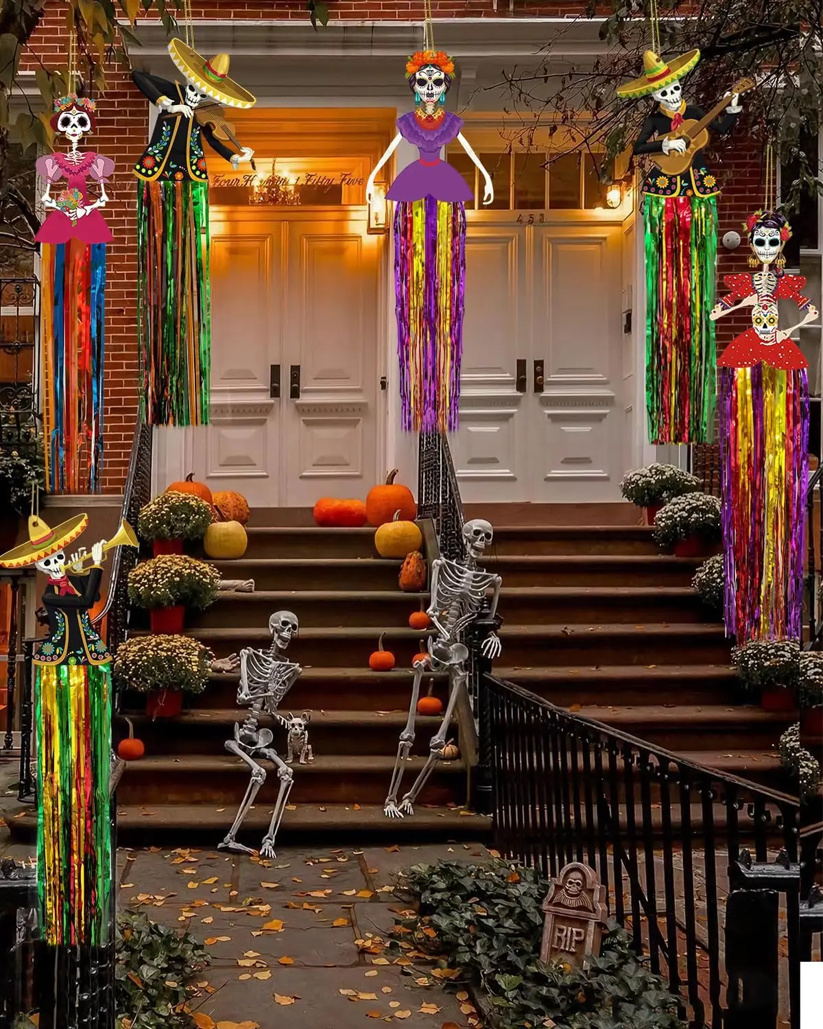 Mexican Halloween Day of The Dead Sugar Skull Hanging Decor Altar Home Outdoor Wall Hanging Festival Party Ornaments