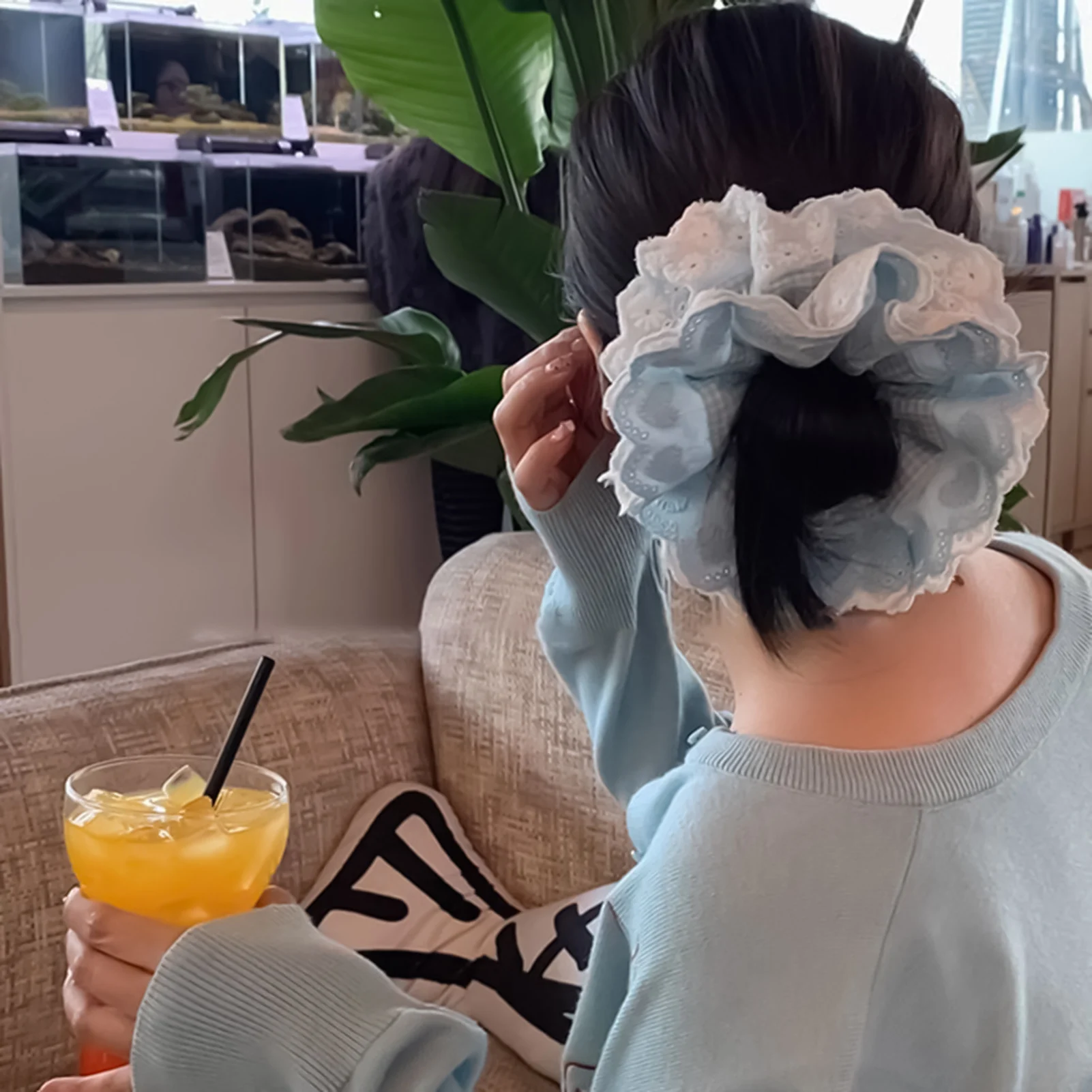 Süßes Spitzen-Stirnband für Mädchen, Pferdeschwanzhalter, Haarringe, die das Haar nicht verletzen, spurlose Haarseile für Mädchen, Haar-Accessoires, Stirnband – Detail 1