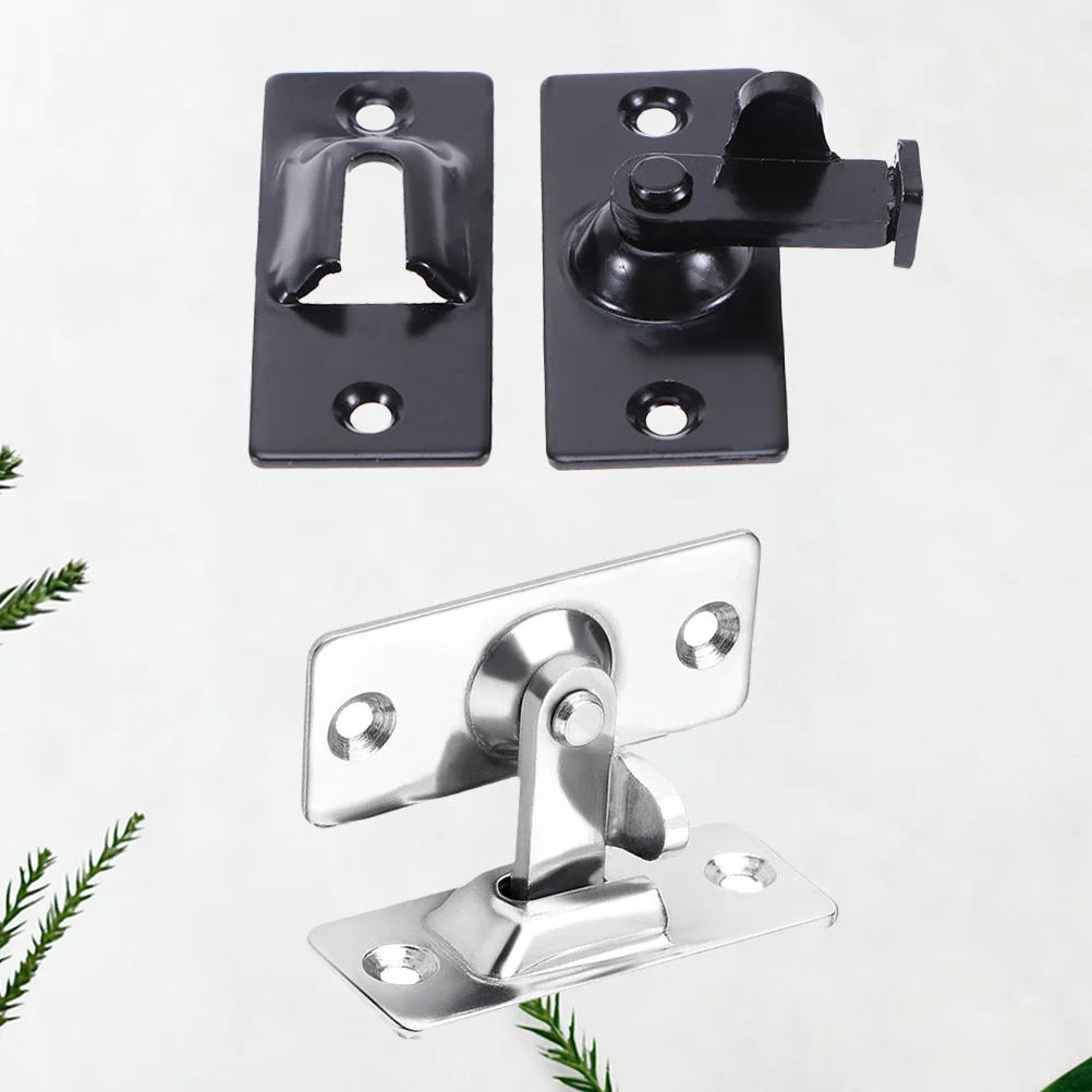 

2Pcs Stainless Steel Door Latch 90 Degree Solid Lock Sliding Security Bolt Black Silver for Indoor Outdoor Door Window