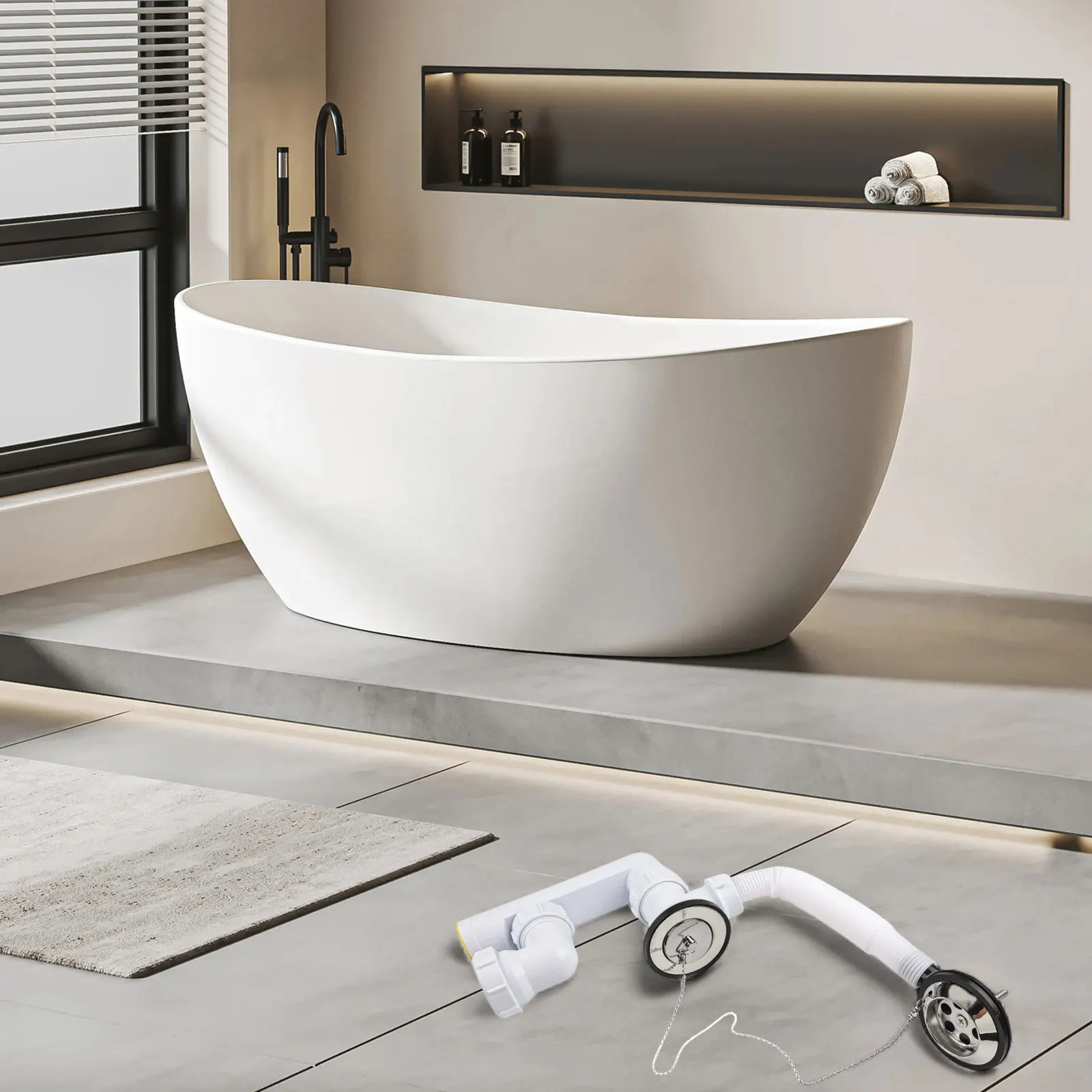 Easy Installation Bathtub Waste Kit As Shown Easy Installation Kit Overflow Tube 40mm Wall Drain Clean Modern Look