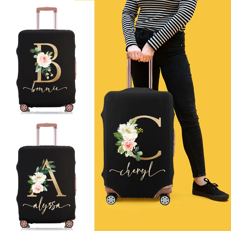 Personalized Ladies Custom Name Elastic Luggage Cover for 18\'\'-32\'\' Suitcase Accessories Suitcase Dust Cover Luggage Accessories