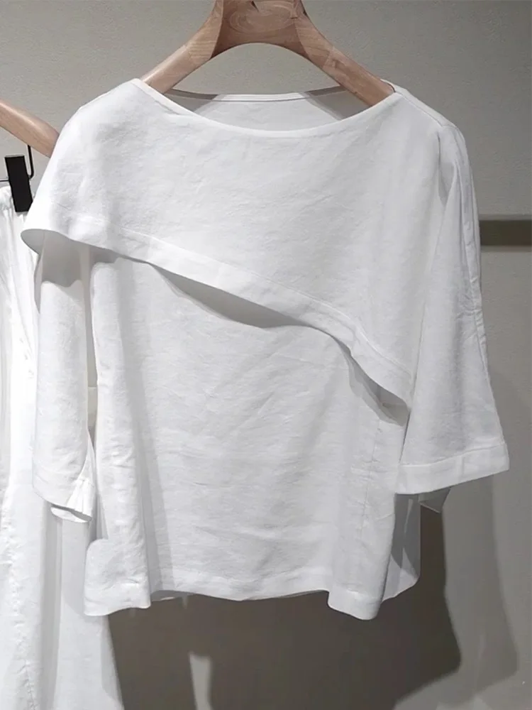 تي شيرت نسائي فضفاض مستدير Sle أبيض أساسي صيفي النسخة الكورية مستقيم قطع ort Sve اللون