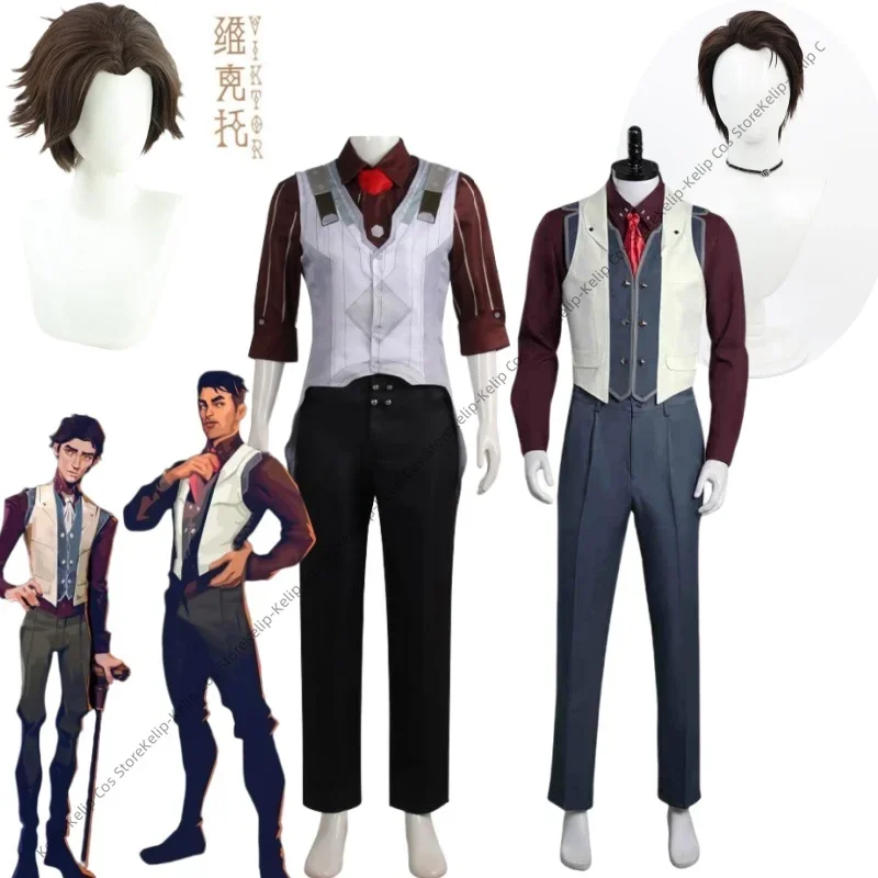 Anime LOL Legends Arcane Season 2 Viktor Cosplay Costume Wig Viktor Jayce Cos Outfit For Hallowmas Christmas Carnival Props