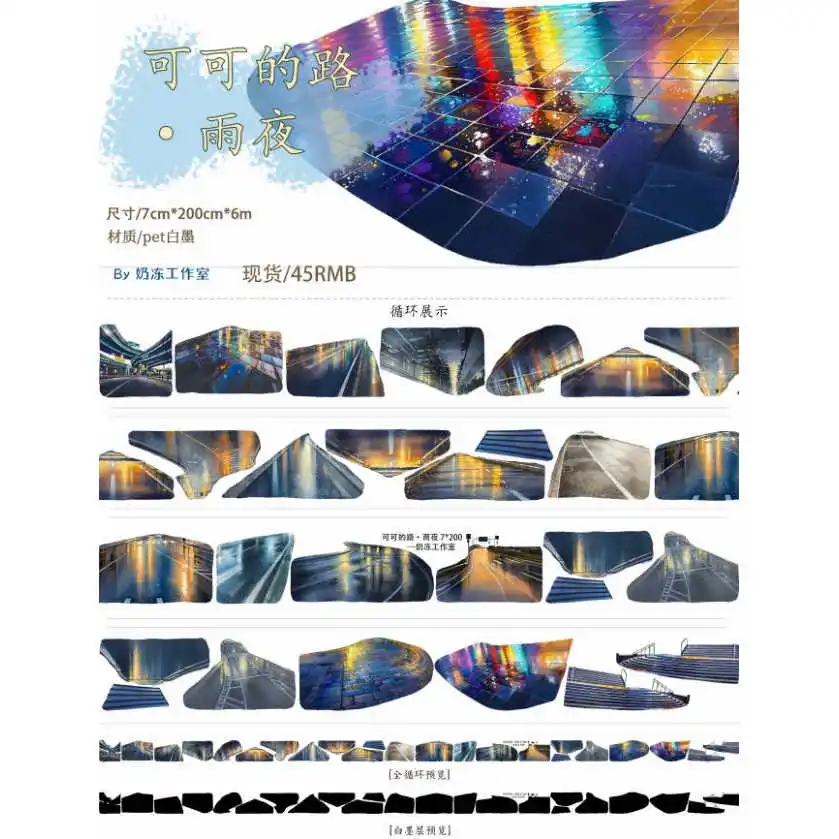 Hot Air Balloon, Ferris Wheel, City Streets Landscape Washi Pet Tape Roll